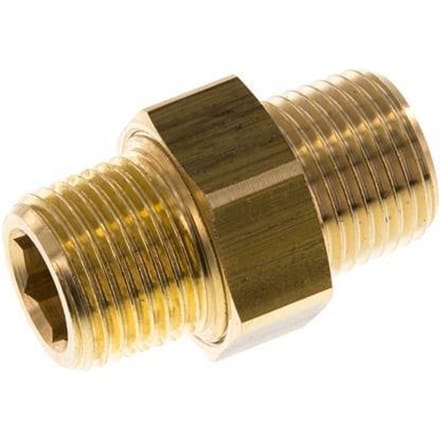 R 1/2'' Messing Borstnippel 3-delig met Conische afdichting 16 Bar