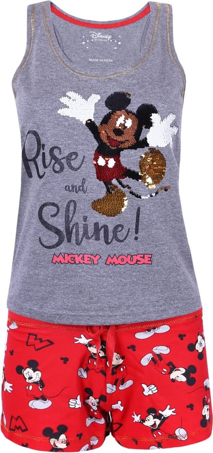 Rood-grijze pyjama, pailletten Mickey Mouse DISNEY