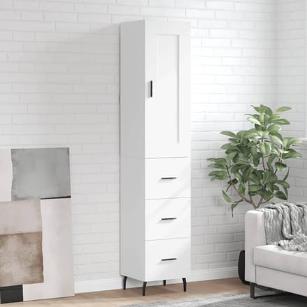 vidaXL - Hoge - kast - 34,5x34x180 - cm - bewerkt - hout - wit