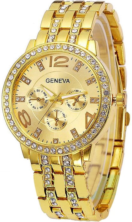 Geneva Gold Crystal Horloge | Goudkleurig | Staal | Ø 40 mm