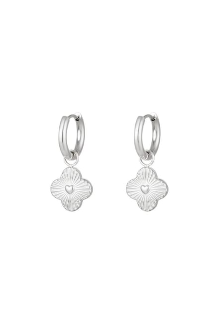Oorbellen met hartjesbloem - Zilver - Stainless Steel