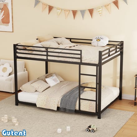 Gutent Kinderstapelbed-140*200 cm-Iron Frame-Zwart-Geen Matras