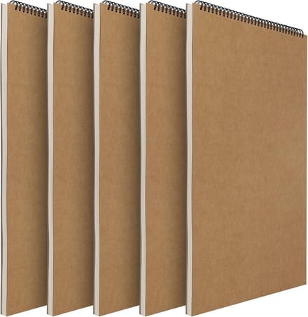 5x A3 Schetsboek Spiralbound - Dik 160gsm Kraft Papier voor Tekenen, Schetsen & Aquarel