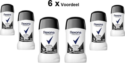 Rexona Motion Sense Invisible on Black & White Deodorant Stick 6 x 40 ml.