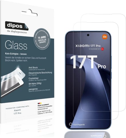 dipos – 2x Pantserfolie geschikt voor Xiaomi 17T Pro | 9H Screenprotector