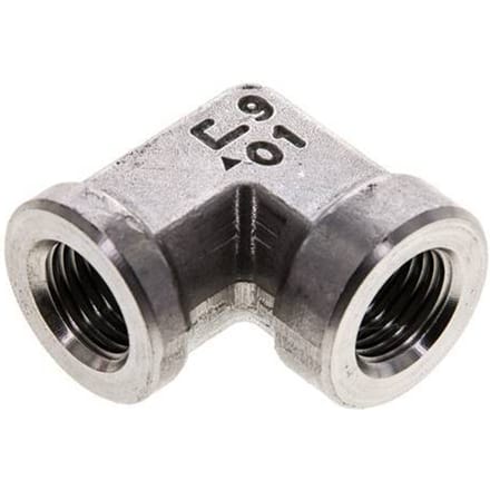 1/4'' NPT RVS L-Fitting 90graden 275 Bar - Hydrauliek - FL2E-F-S-014N