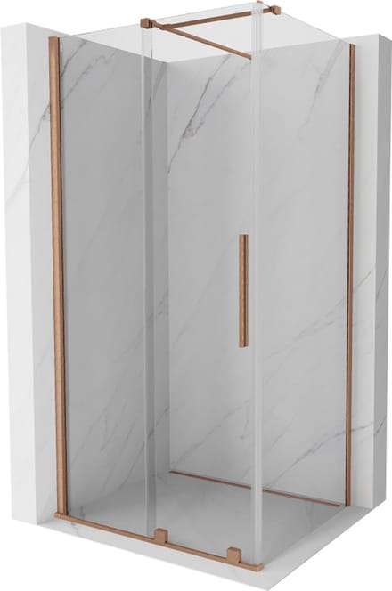 Mexen Velar schuifbare douchecabine 100 x 80 , transparant, geborsteld koper - 871-100-080-01-65