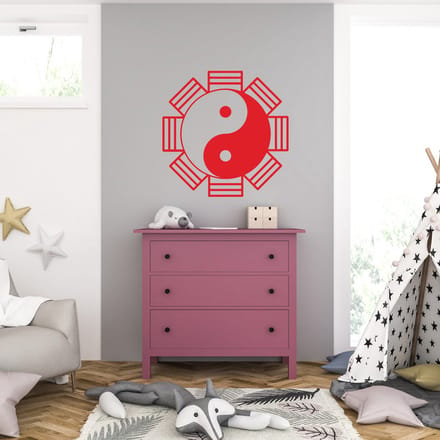 Muursticker - Yin Yang - 40,6 x 40,6 - Rood