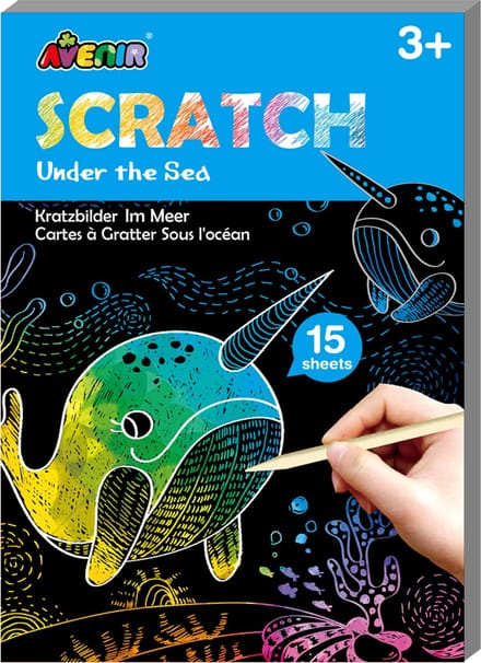 AVENIR Scratch Art Boek Mini A6 - Diep In De Zee - 15 Pagina'S - 3 Jaar