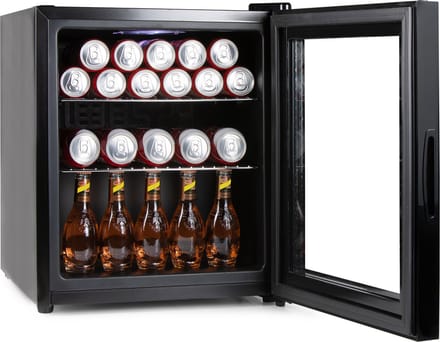 PRIMO PR178BC Drankkoelkast - Minibar - Mini Koelkast - Glazen deur - 46L - D - Zwart