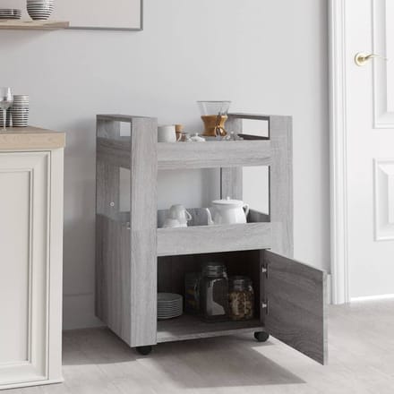 vidaXL - Keukentrolley - 60x45x80cm - bewerkt - hout - grijs - sonoma - eikenkleurig