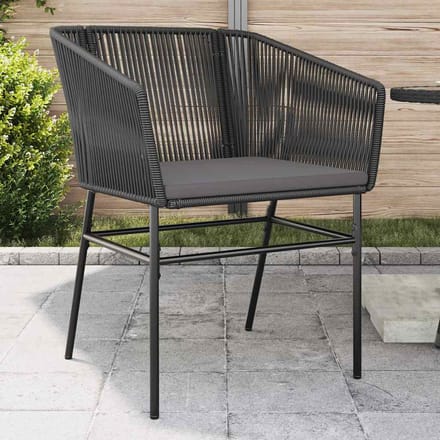 vidaXL - Tuinstoelen - 2 - st - met - kussens - poly - rattan - zwart