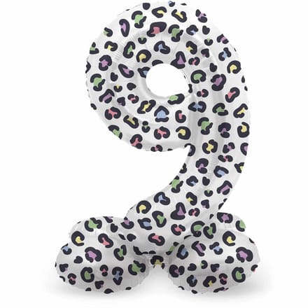Staande Folieballon Cijfer 9 Bright Panther - 72 cm