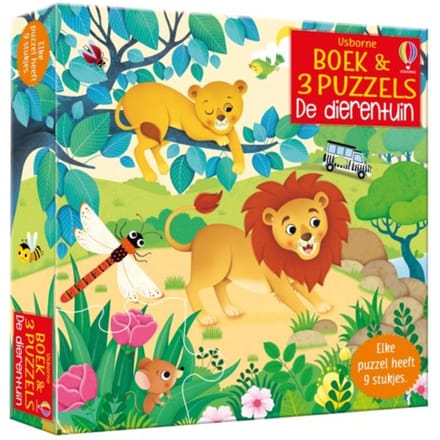 Boek & 3 Puzzels De Dierentuin
