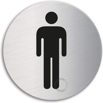 Rond Mannen Toilet Deurbord Ø 130 mm RVS Zelfklevend