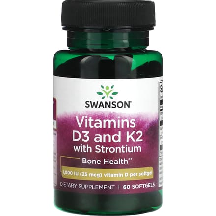 Vitamine D3 en K2 met Strontium, 1.000 IE (25 Mcg), 60 softgels