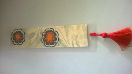 Boekenlegger Ebru-kunst handgeschilderd gelamineerd bloem rood-groen 18 x 5 cm