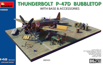 MiniArt Modelbouwpakket Militaire voertuigen - 48018 Republic P-47D Thunderbolt Bubbletop met Basis en Accessoires Plastic - 1:48 - Modelbouw