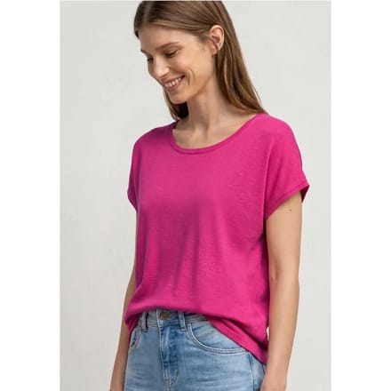 Shirt met ronde hals en losse schouders