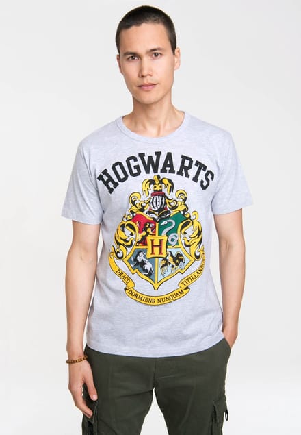 Harry Potter - Hogwarts Logo - Easyfit - grey melange - Original licensed product
