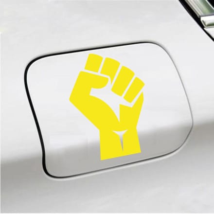 Bumpersticker - Vuist - 13 X 9 - Geel