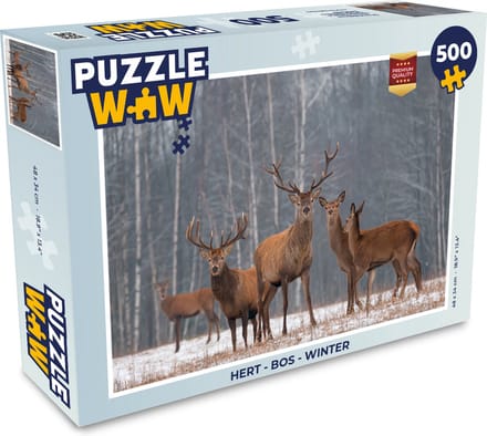 Puzzel Hert - Bos - Winter - Legpuzzel - Puzzel 500 stukjes