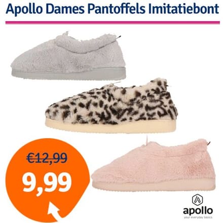 Apollo Pantoffels Dames Imitatiebont Roze-39/40