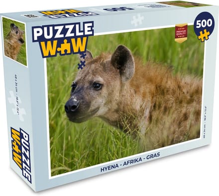 Puzzel Hyena - Afrika - Gras - Legpuzzel - Puzzel 500 stukjes