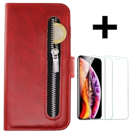 Rico Vitello Rits Wallet case Geschikt voor Samsung Galaxy A21S + gratis screenprotector kleur Rood