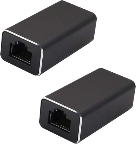 Netwerk Koppeling - Ethernet Verlenger - Kabels Verlengen - Metaal Gekoppeld - 2 Stuks - Zwart