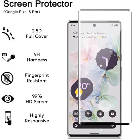 Full Cover Glass Screen Protector with Fingerprint Recognition Circle for Google Pixel 6 Pro