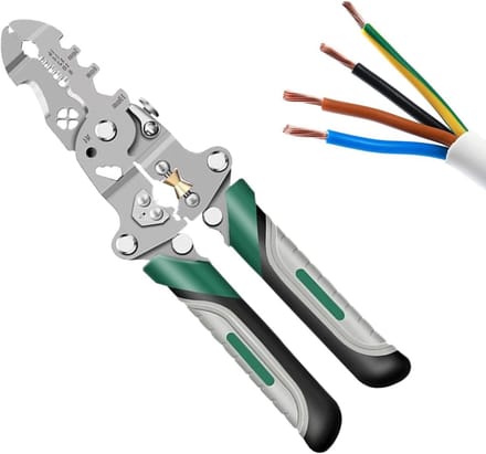 Draadstripper Multifunctioneel - Draadsnijder Krimptang - Elektrisch Werk - Snel Wissel Vergrendeling - AWG 8-16 - Zwart
