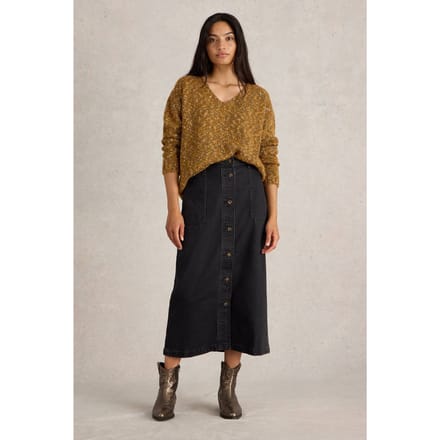 White Stuff Textured V Neck Jumper Brown Multi Maat: 14 | Gebreide Truien Outlet | Dames | Bruin