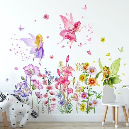 Dailygoods- Muurstickers Bloem/Vlinder/Elf - Wanddecoratie