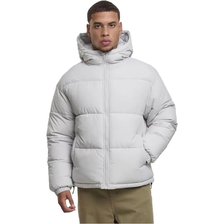 Urban Classics - Basic with hood Gewatteerd jack - S - Grijs