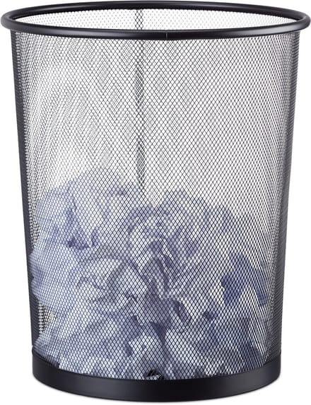 papiermand metaal - 19 l - Ø 30 cm - kantoor - zwart