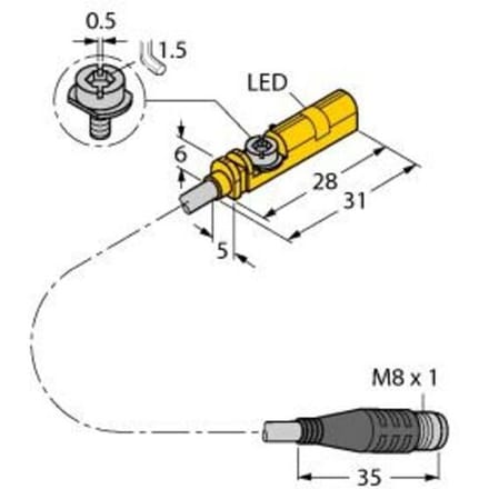 Turck Magneetveldsensor Magnetisch M8 Voor T-groef PNP BIM-UNT-AP7X-0,3-PSG3S