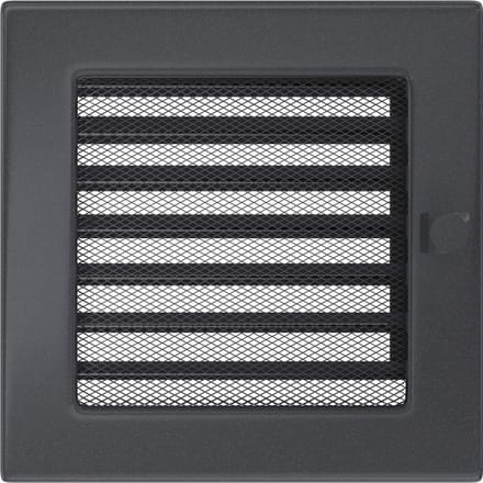Ventilatierooster - Haardrooster - Luchtverdeling - Gepoedercoat staal - 17x17 cm - Grafiet