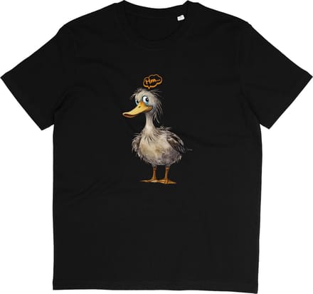 Grappig Dames Heren T Shirt - Eend - Zwart - Korte Mouw - Ronde Hals - M