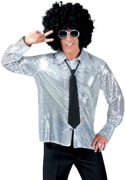 Zilveren glitter overhemd heren