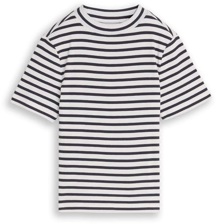Tom Tailor - Cropped T-shirt met streepmotief - Maat 152 - dark blue white thin stripe