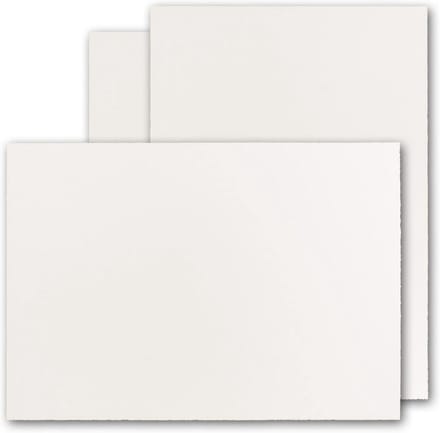 50 stuks DIN A4 handgescheurd vellum papier kaarten, natuurlijk wit, 260 g/m², halfmat, kartelrand