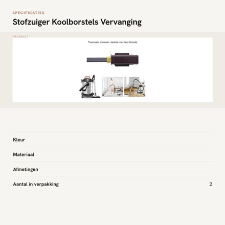 Dailygoods- Koolborstels Vervanging - 2 Stuks - Geschikt voor Numatic