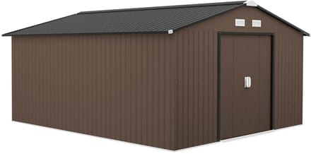 Fietsberging - Fietsenhok - Stalling - Tuinschuur - Huis - Overdekt - Bruin - Scooter - Fiets