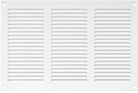 Stalen ventilatierooster met insectenbescherming voor HVAC – 30 x 20 cm, wit