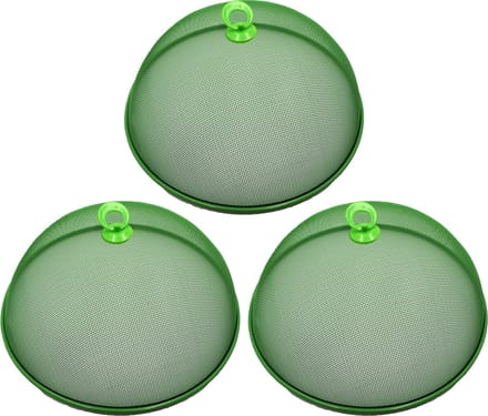 Haushaltshelden Vliegenkap/voedselkap - 3x - groen - metaal - D35 x H16 cm