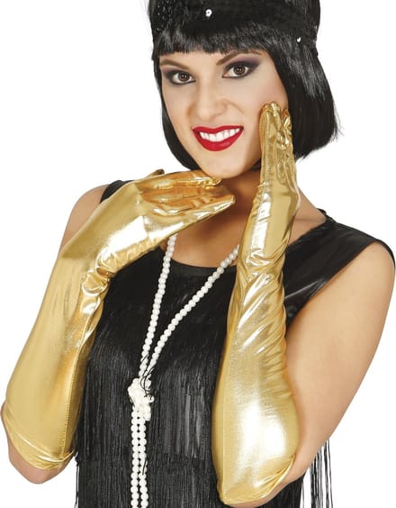 Gala handschoenen - goud metallic - polyester - 44 cm - voor volwassenen - feestartikelen