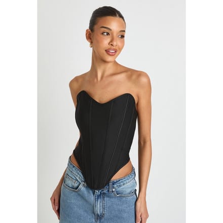 boohoo Dames Bandeau Bandage Corset Top | Zwart | Maat: 34