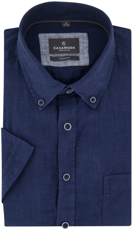 casual overhemd korte mouw Casa Moda Casual Fit donkerblauw