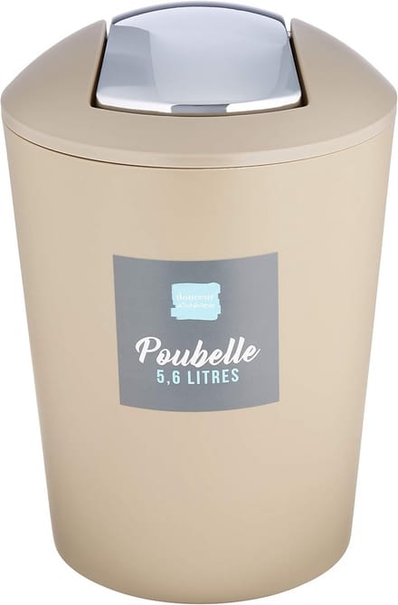 Swing Bin 5,6 Liter Taupe - Afvalemmer voor Huishoudelijk Gebruik